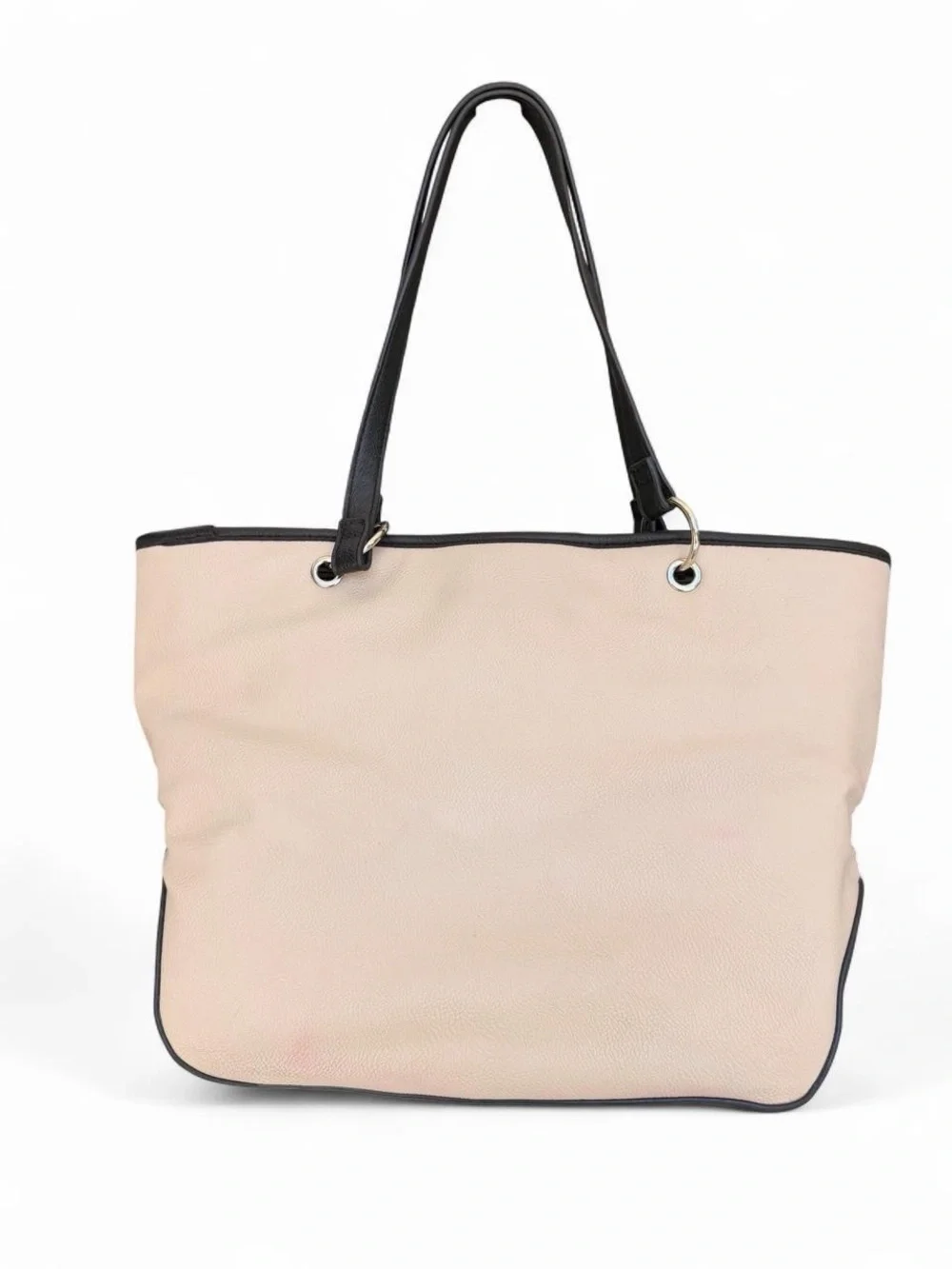 Nine West Beige Plaid Tote with Black Trim and Brown Accents